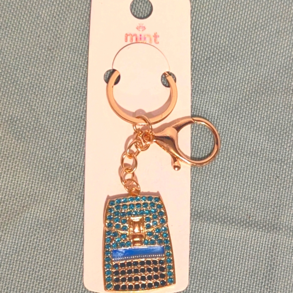 Mint Gold and Teal Bag Charm/Keychain